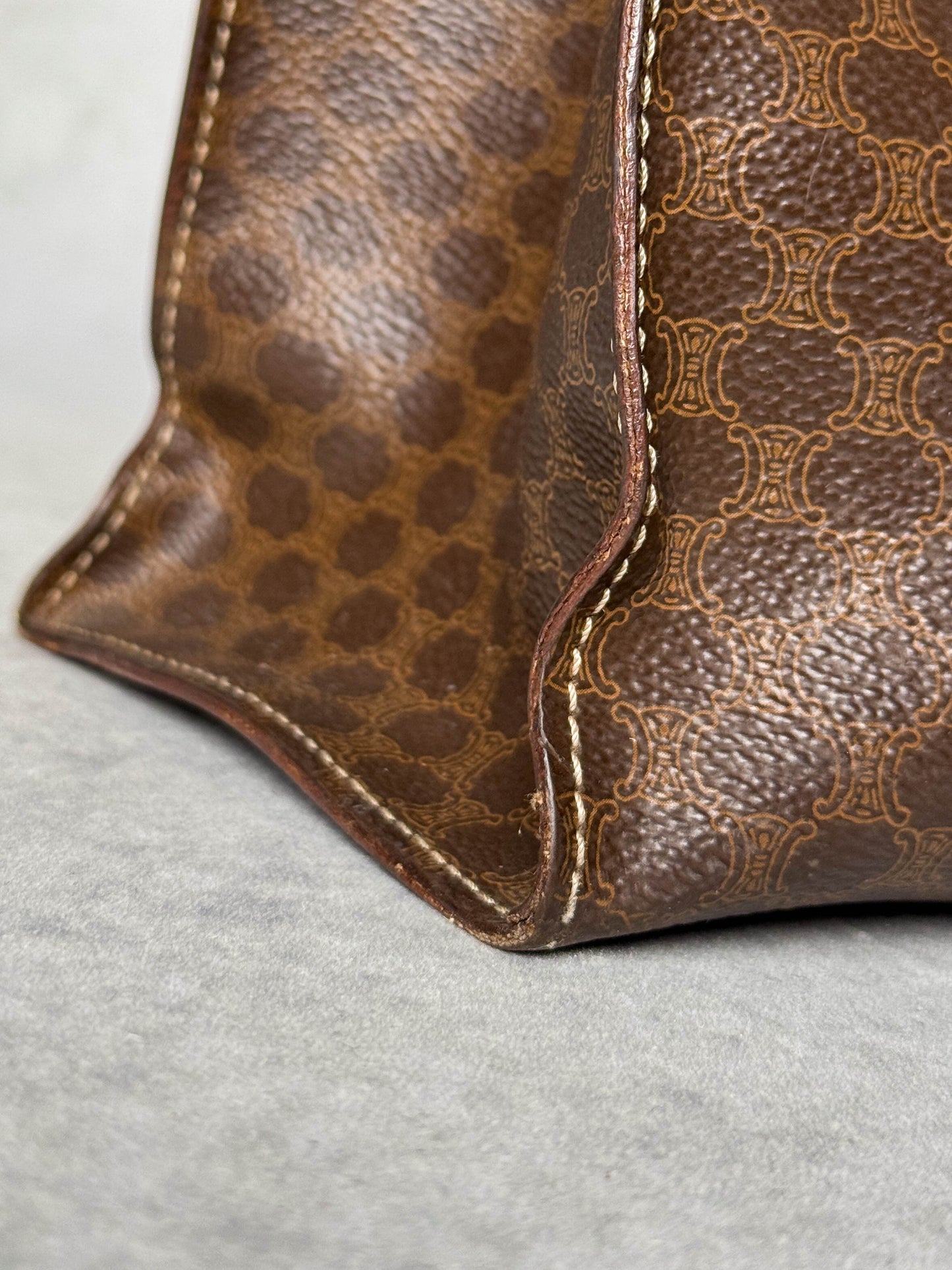 Celine Vintage Brown Macadam Tote Bag Canva/Leather