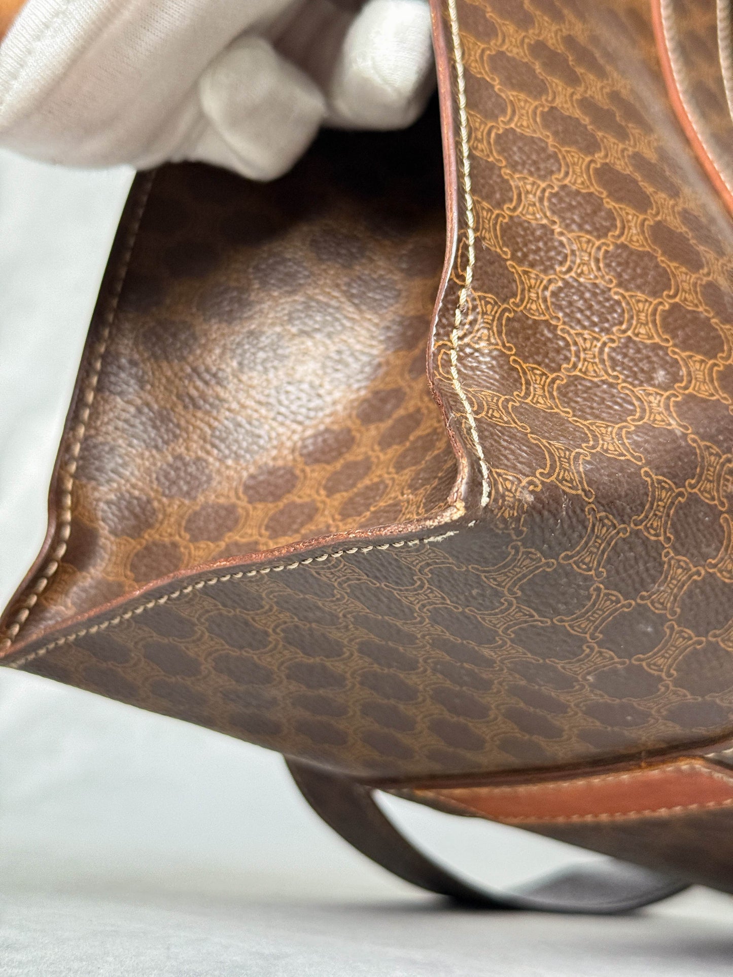 Celine Vintage Brown Macadam Tote Bag Canva/Leather
