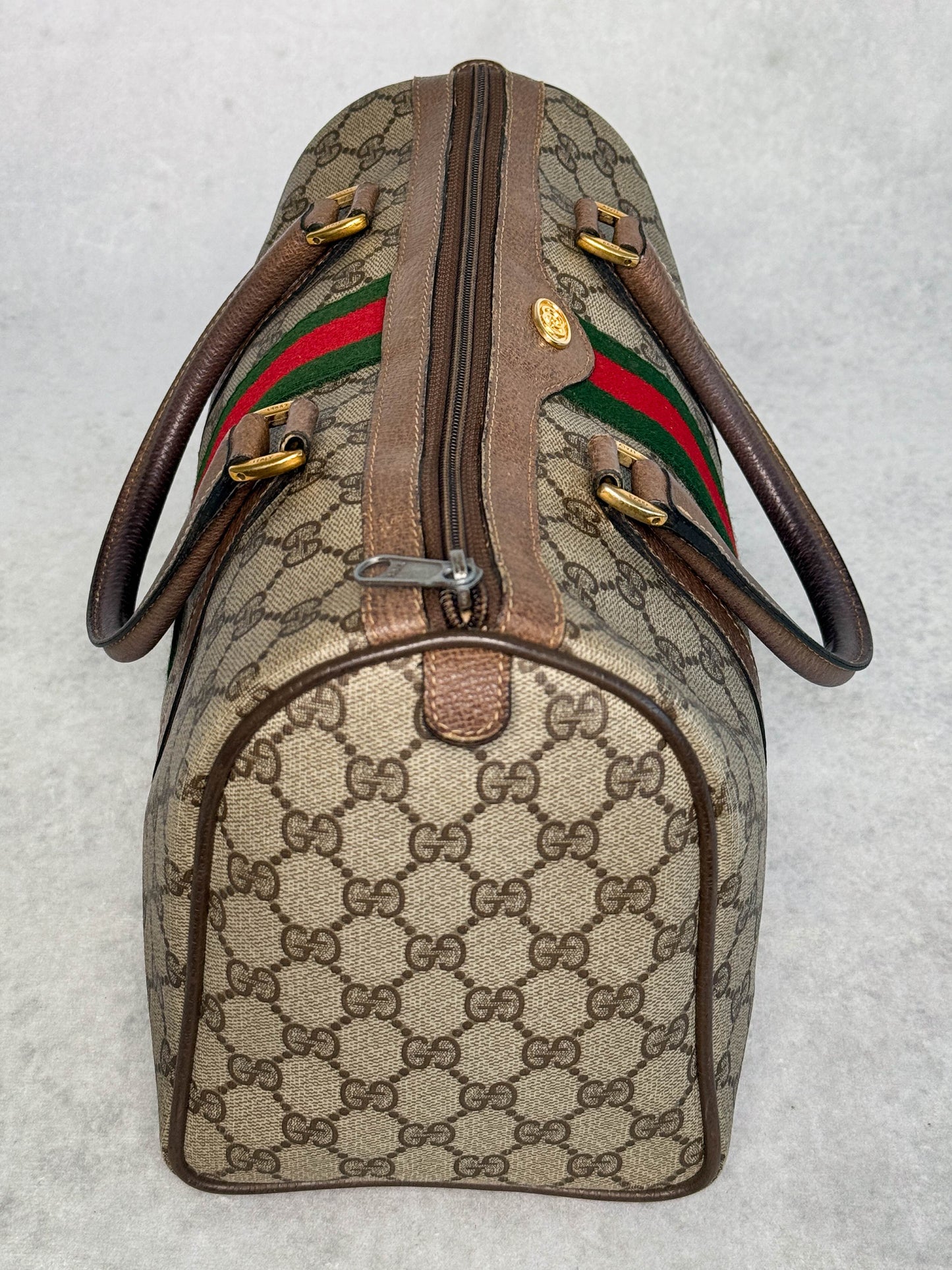 Gucci Vintage 70's Boston Handbag Canvas GG