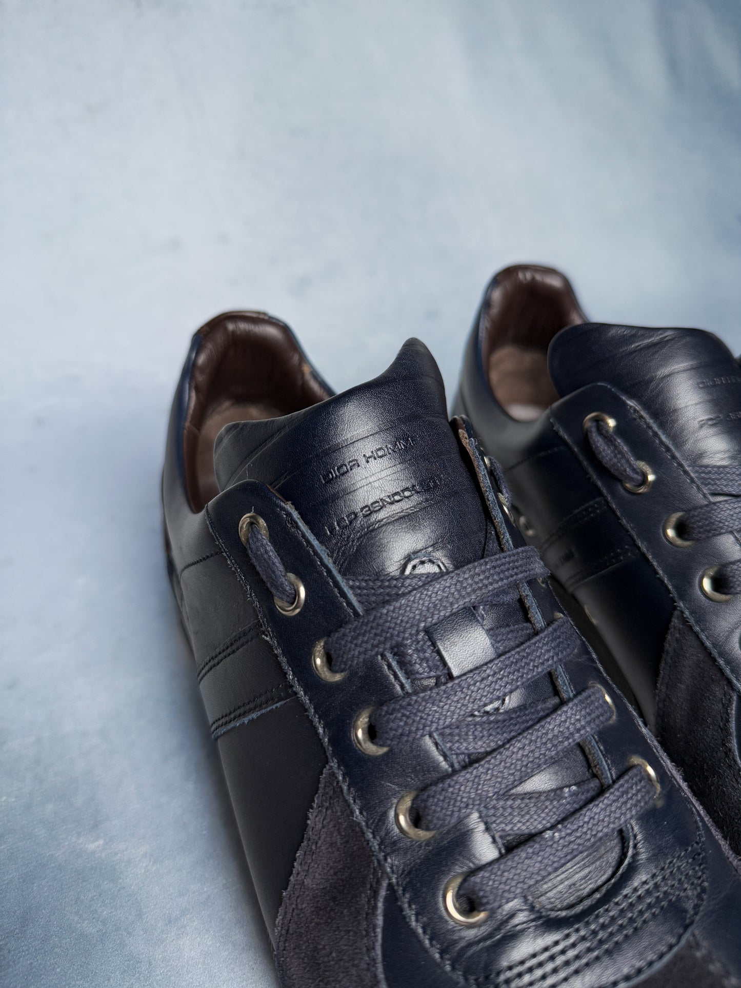 Dior Homme Sneakers Leather/Suede Navy and Brown (42)