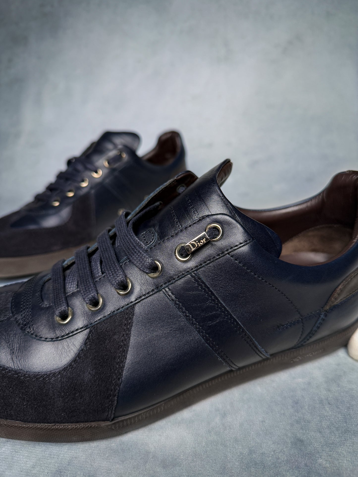 Dior Homme Sneakers Leather/Suede Navy and Brown (42)