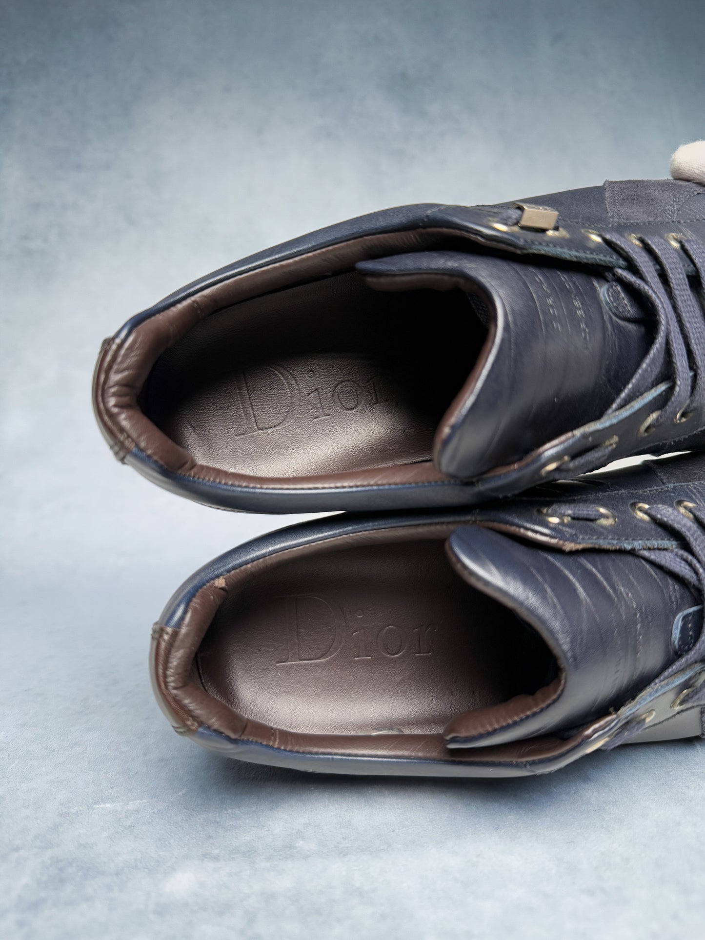 Dior Homme Sneakers Leather/Suede Navy and Brown (42)