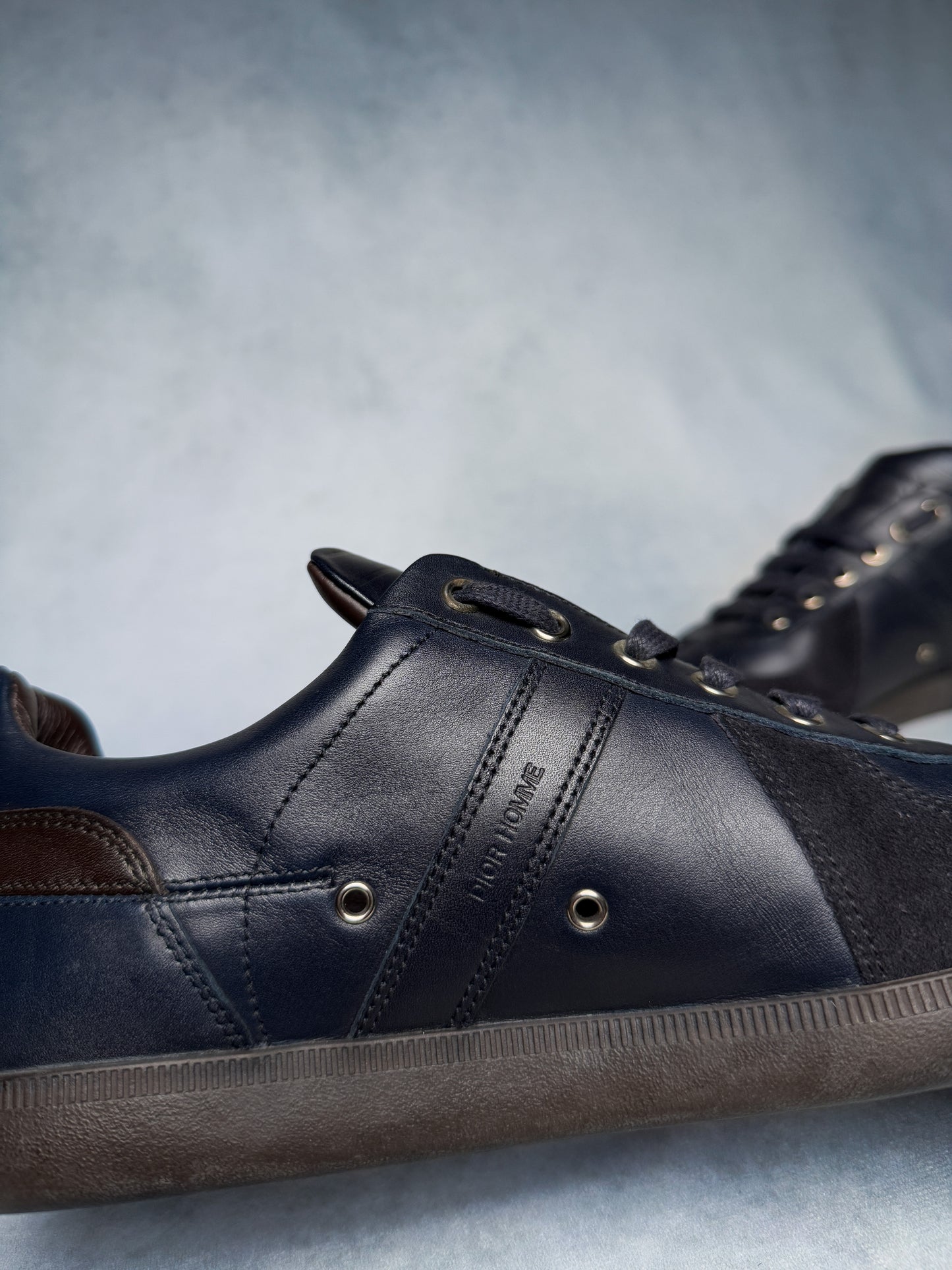 Dior Homme Sneakers Leather/Suede Navy and Brown (42)