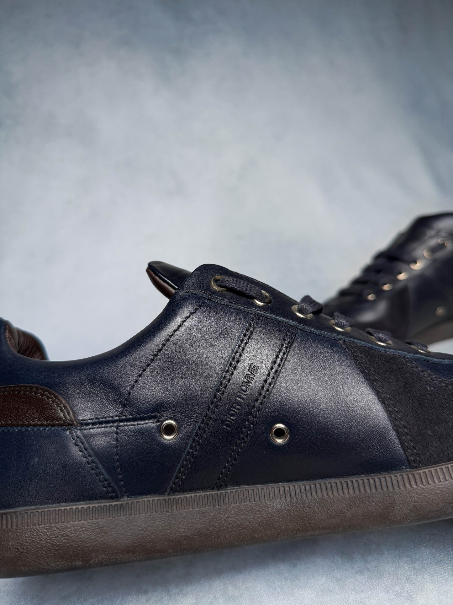 Dior Homme Sneakers Leather/Suede Navy and Brown (42)