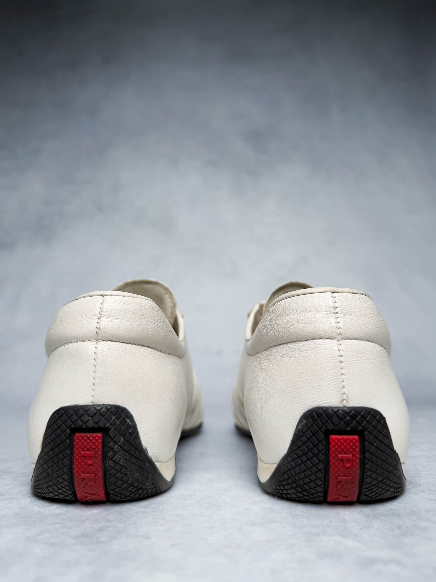 Prada Vintage Leather/Suede Sneaker White and Silver (38.5)