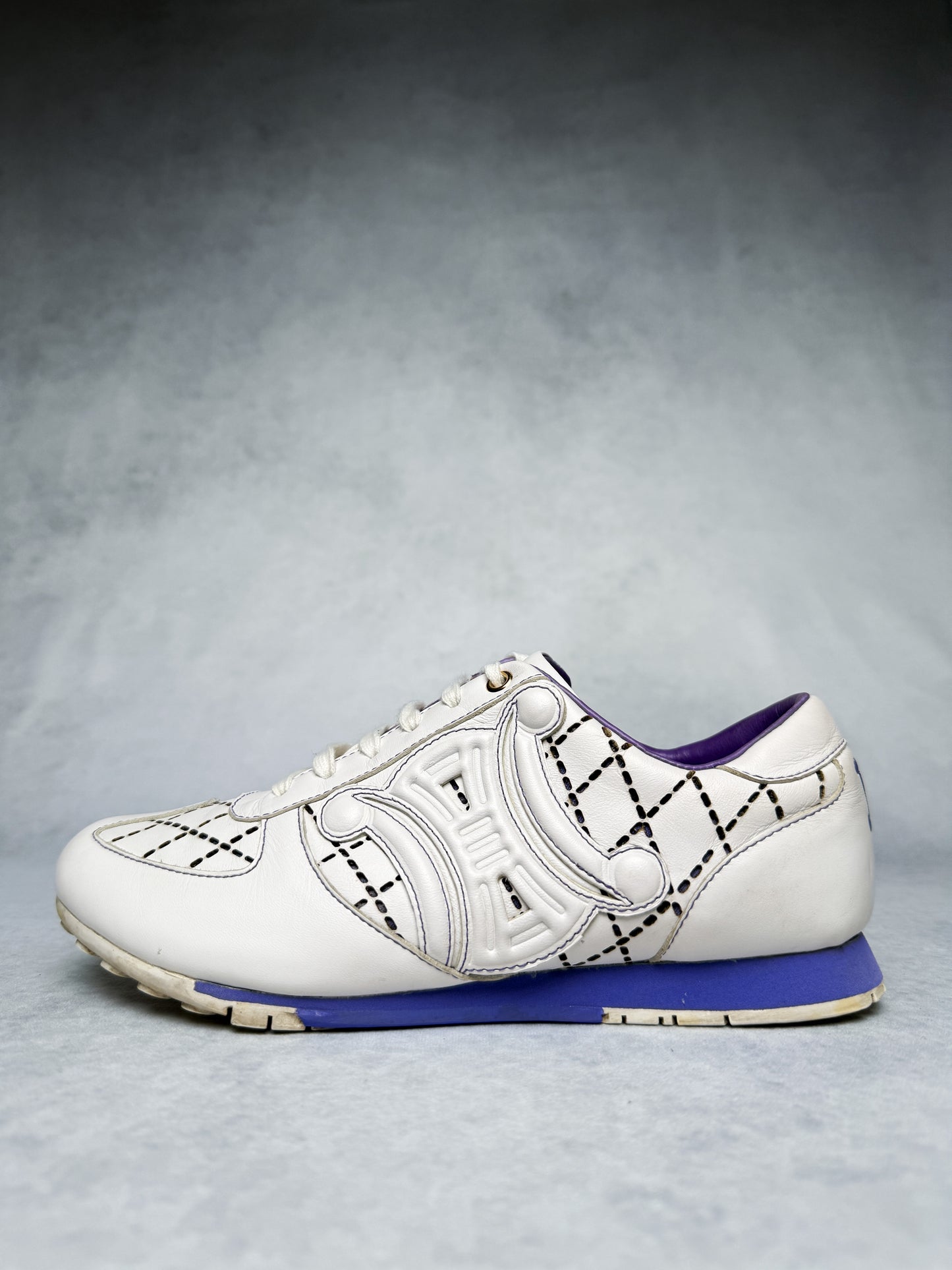 Celine Vintage Triomphe Sneaker White/Blue/Purple (37)