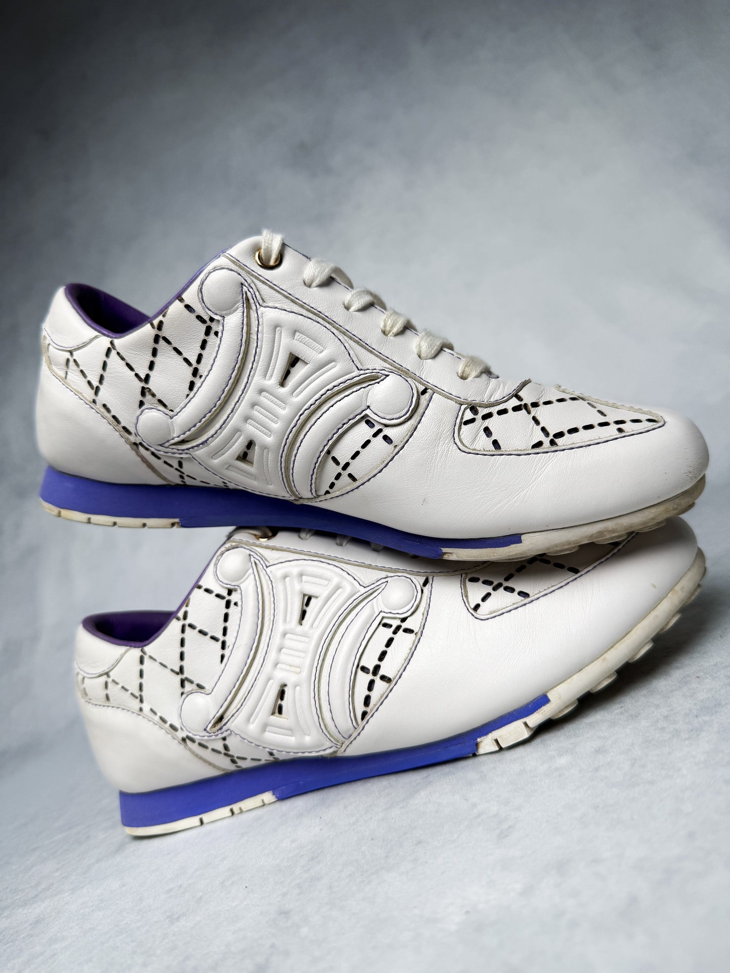 Celine Vintage Triomphe Sneaker White/Blue/Purple (37)