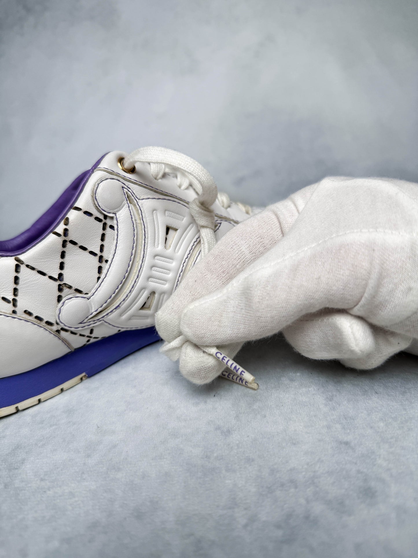 Celine Vintage Triomphe Sneaker White/Blue/Purple (37)