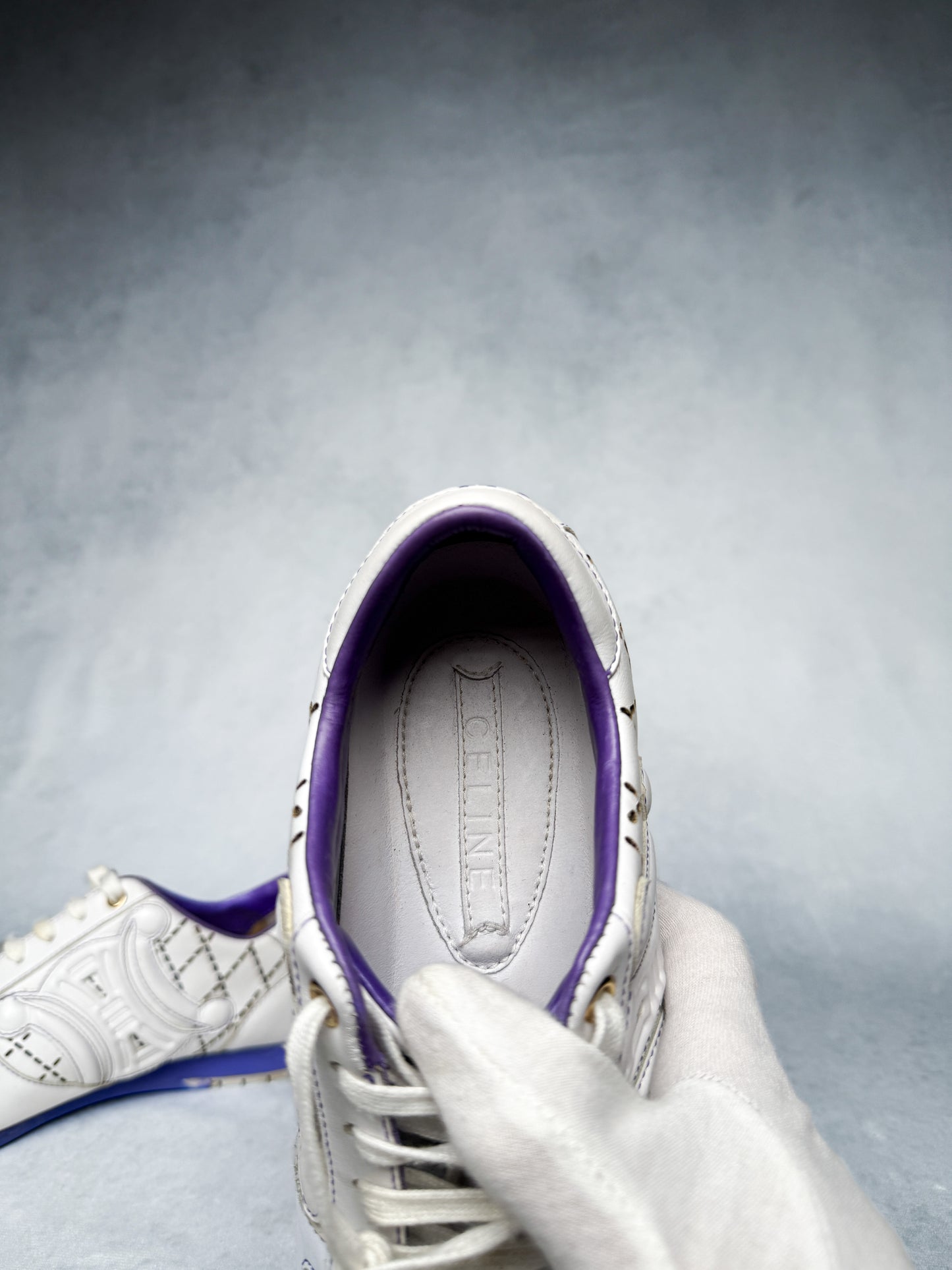 Celine Vintage Triomphe Sneaker White/Blue/Purple (37)