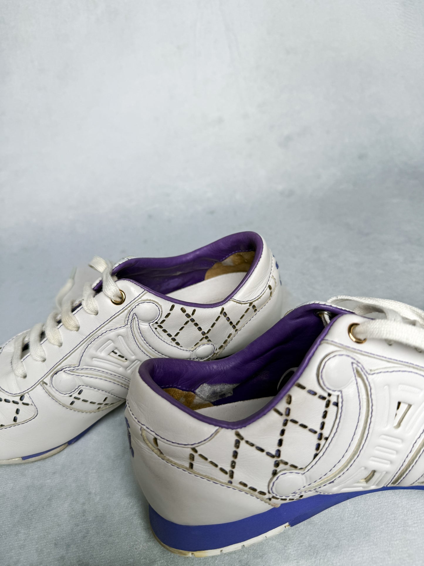 Celine Vintage Triomphe Sneaker White/Blue/Purple (37)