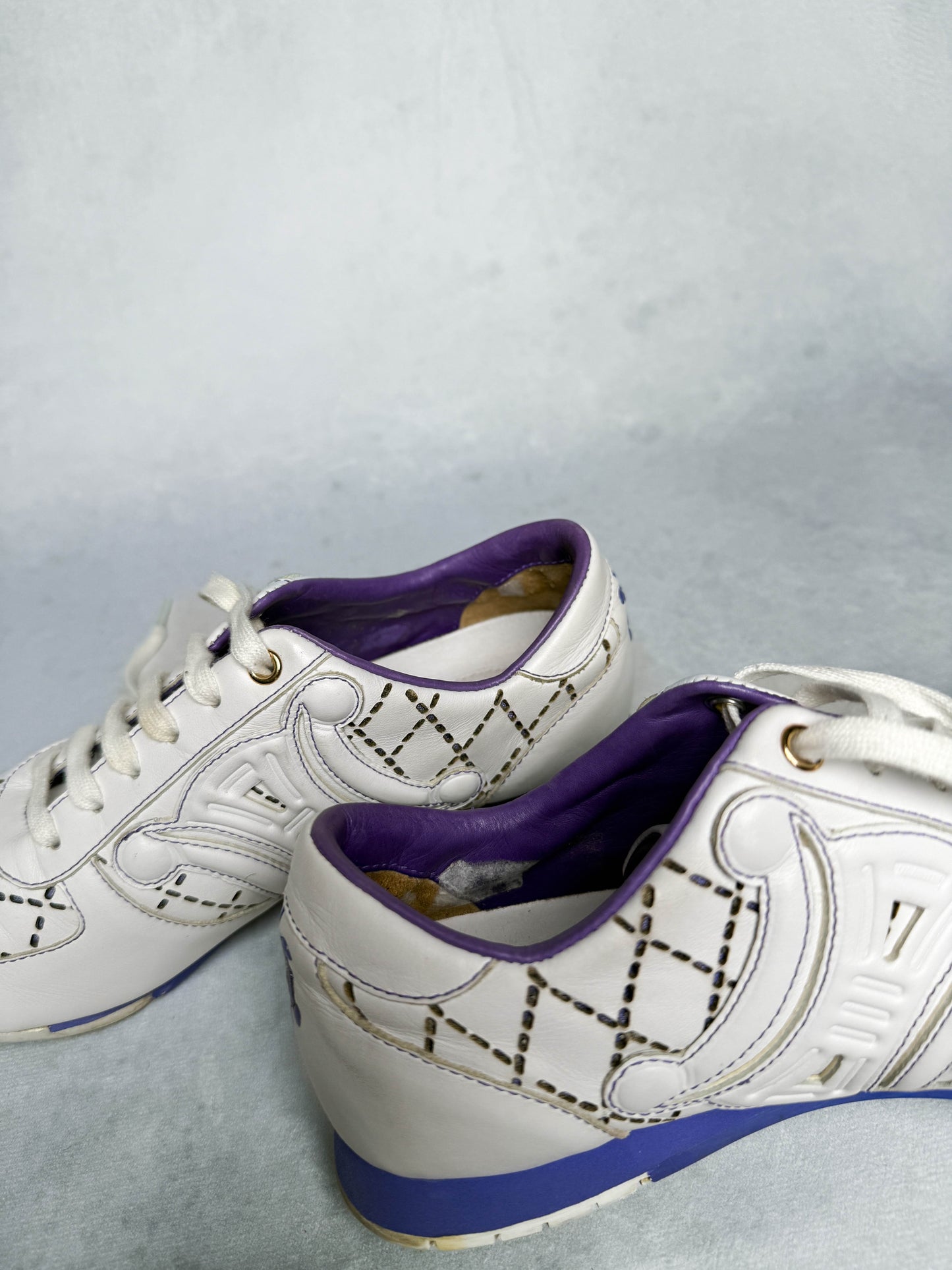 Celine Vintage Triomphe Sneaker White/Blue/Purple (37)