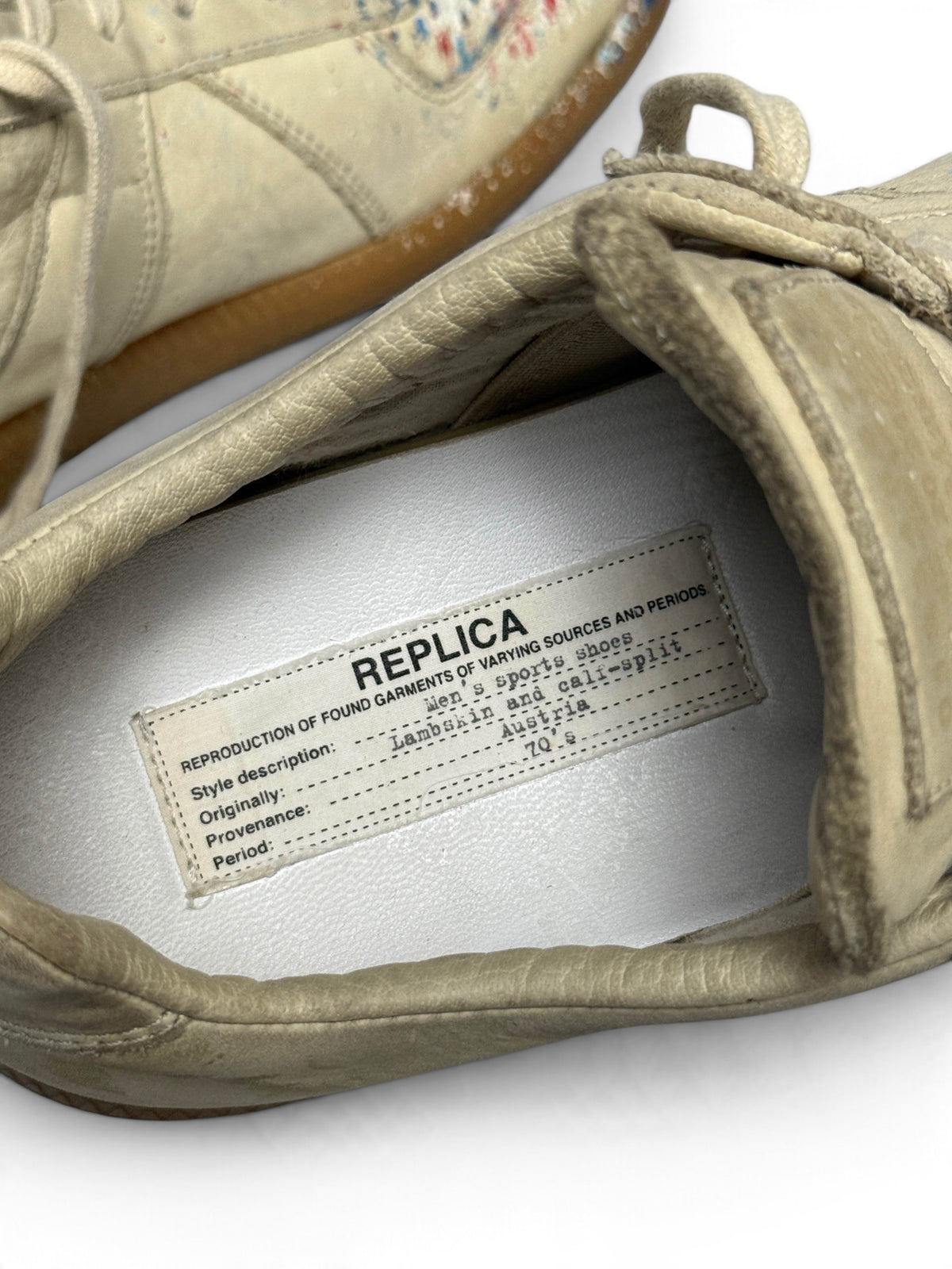Maison Margiela Replica Low Paint Splatter Cream