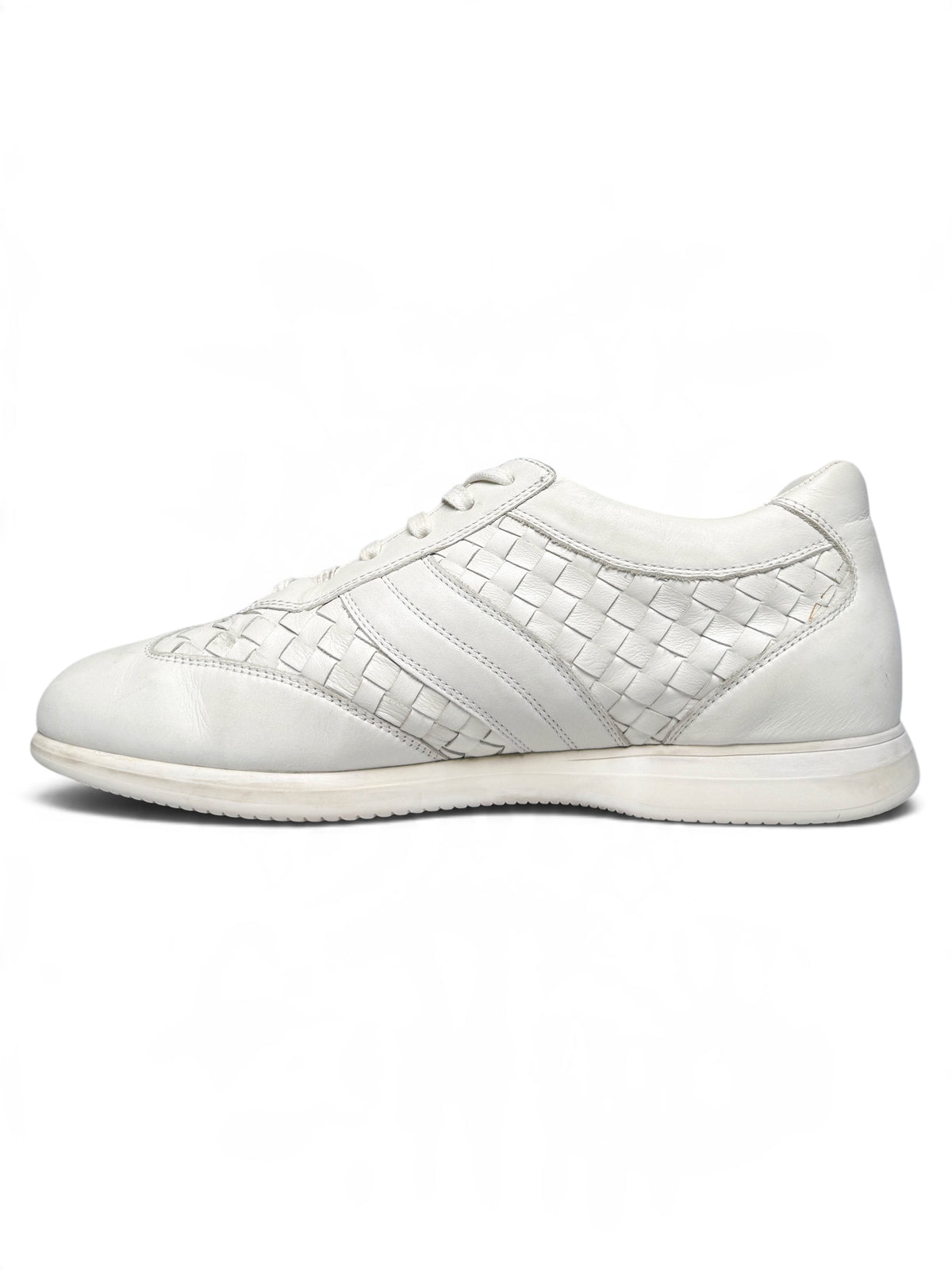 Bottega Veneta Intrecciato Leather Sneaker White