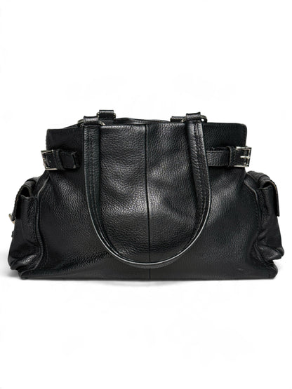 Prada Vitello Daino Black Leather Tote Bag
