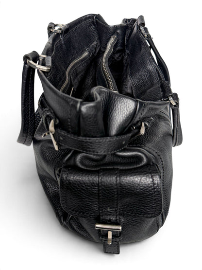 Prada Vitello Daino Black Leather Tote Bag