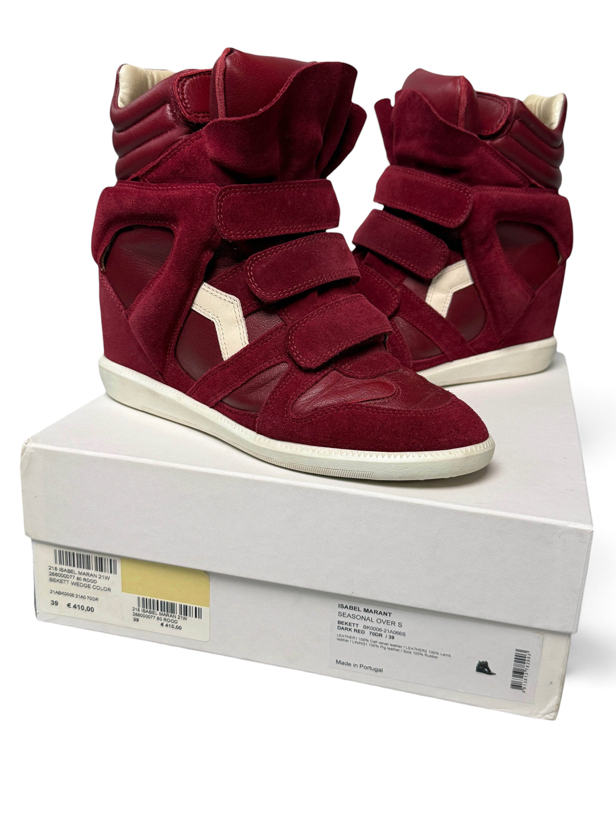 Isabel Marant Bekett Wedge Sneaker Dark Red/White