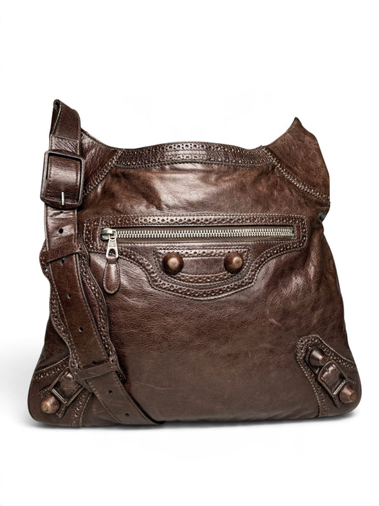 Balenciaga Giant Brogues Covered Messenger Bag Brown