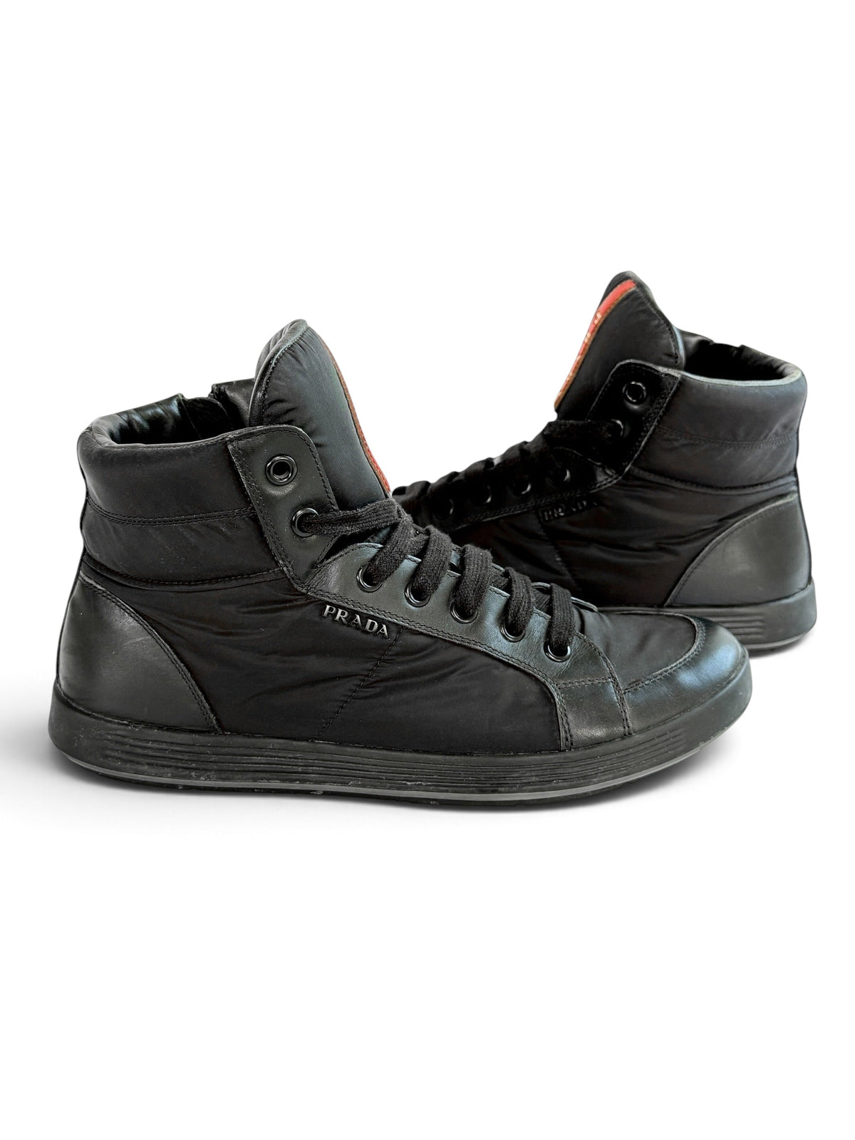 Prada Retro Hightops Black Fabric/Leather (44)