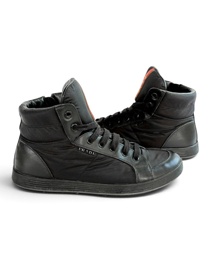 Prada Retro Hightops Black Fabric/Leather (44)