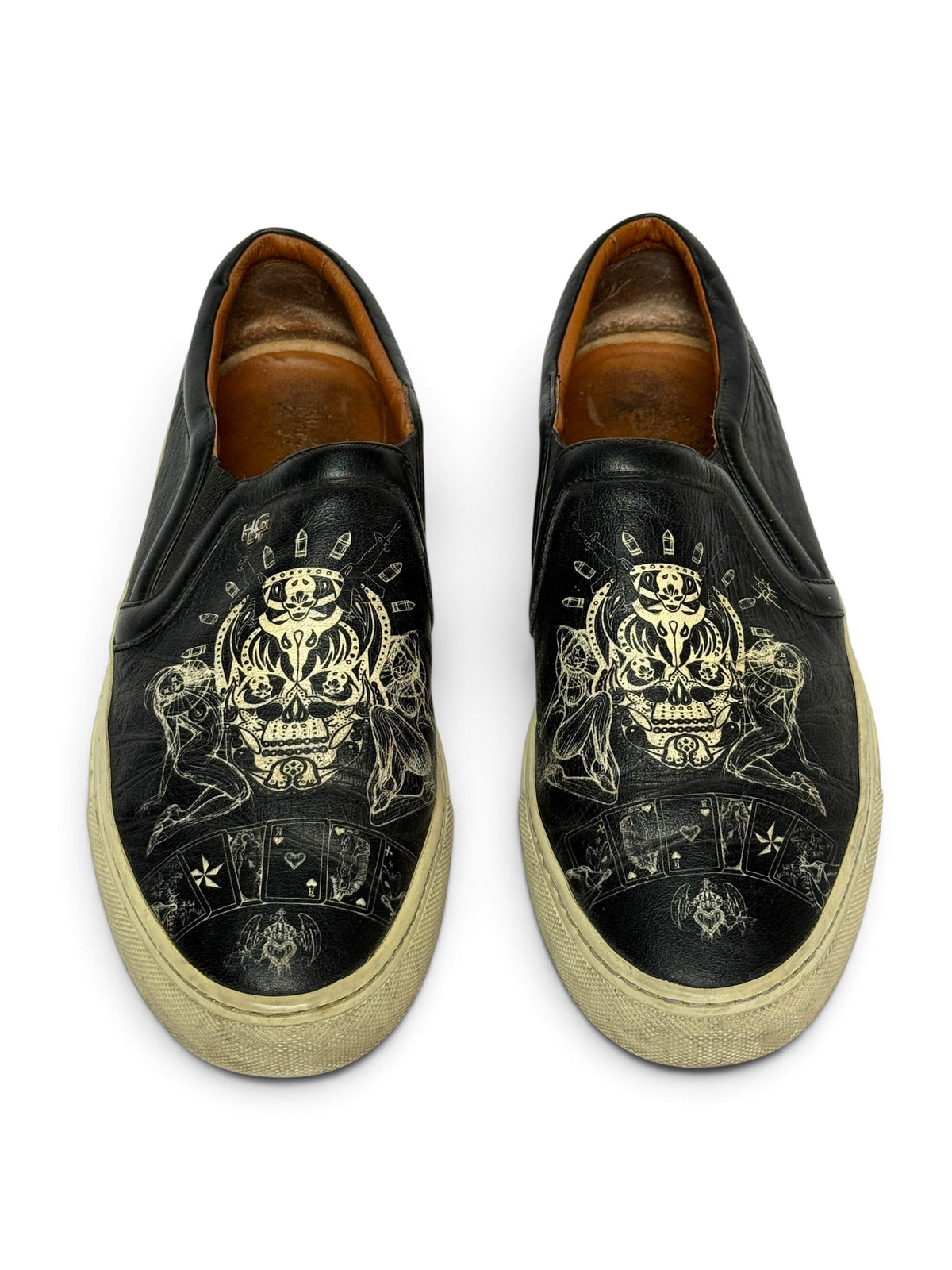 Givenchy Leather Skull Tattoo Slip-On Sneakers (43)