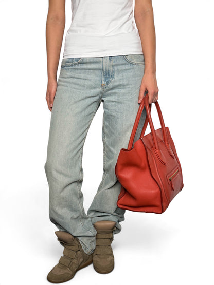Celine Mini Luggage Leather Handbag Red