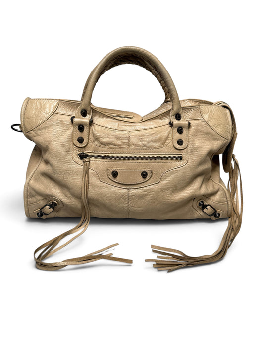 Balenciaga Classic City Bag Perforated Leather Beige