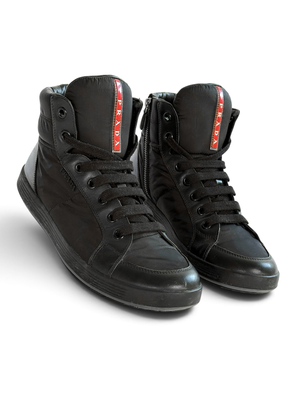 Prada Retro Hightops Black Fabric/Leather (44)