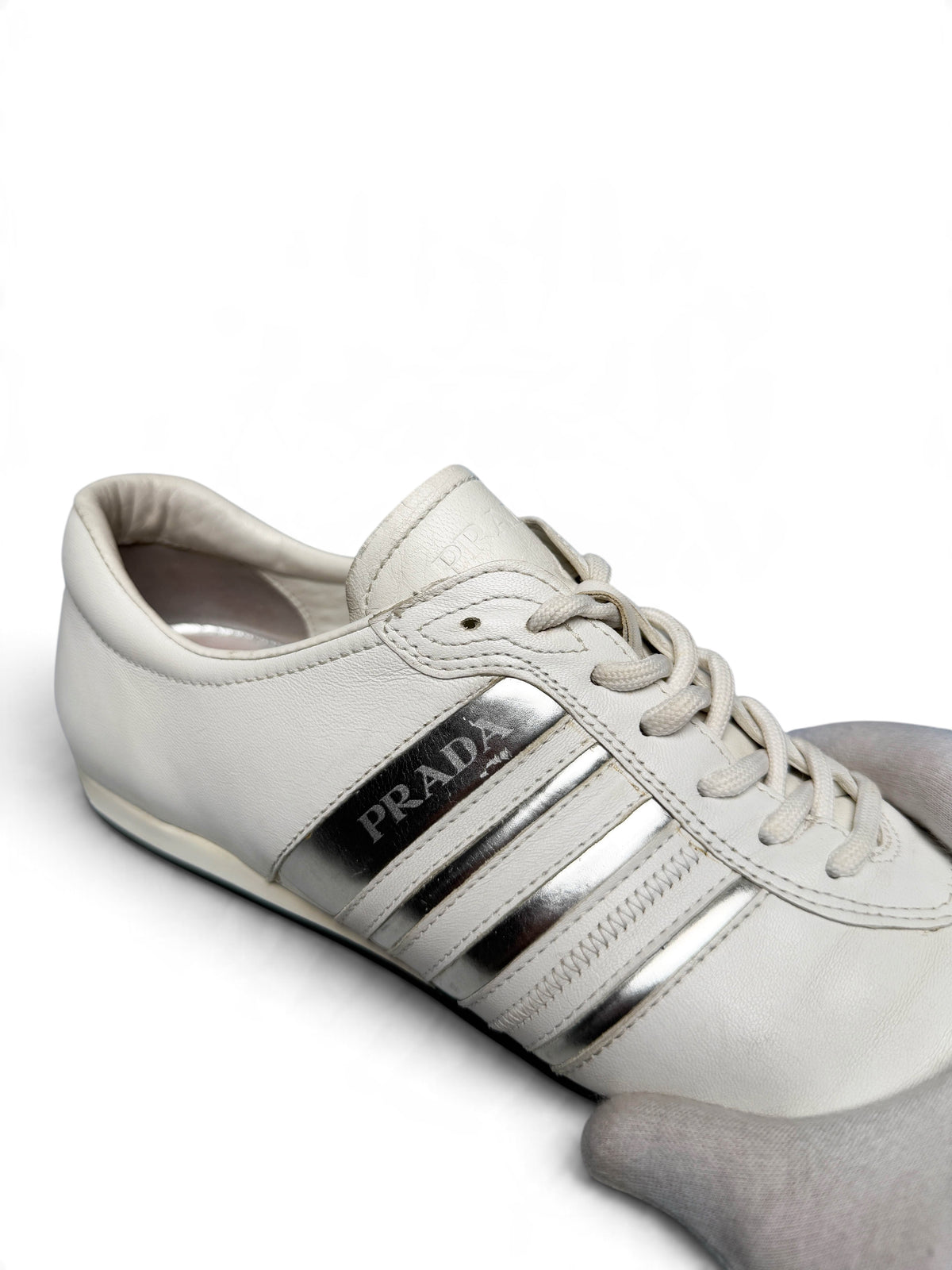 Prada Vintage Leather Sneaker White/Silver
