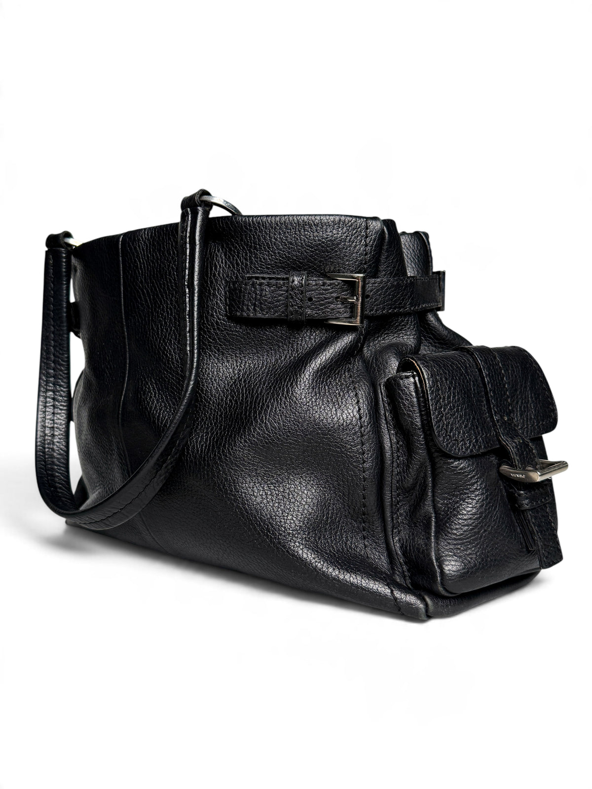 Prada Vitello Daino Black Leather Tote Bag