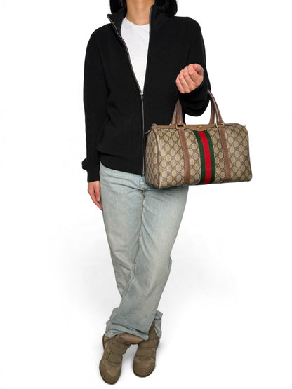 Gucci Vintage 70's Boston Handbag Canvas GG