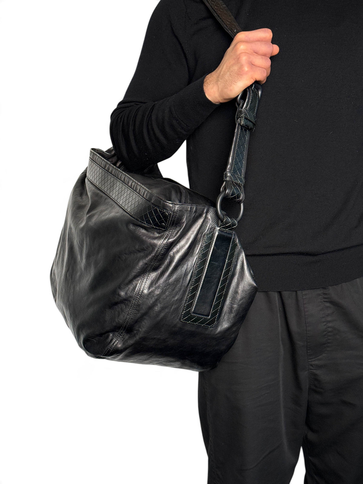 Bottega Veneta Large Intrecciato Strap Leather Bag
