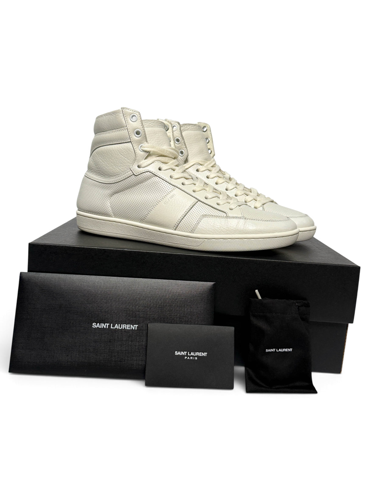 Saint Laurent SL/10H Hightop White Perforated Leather (42)