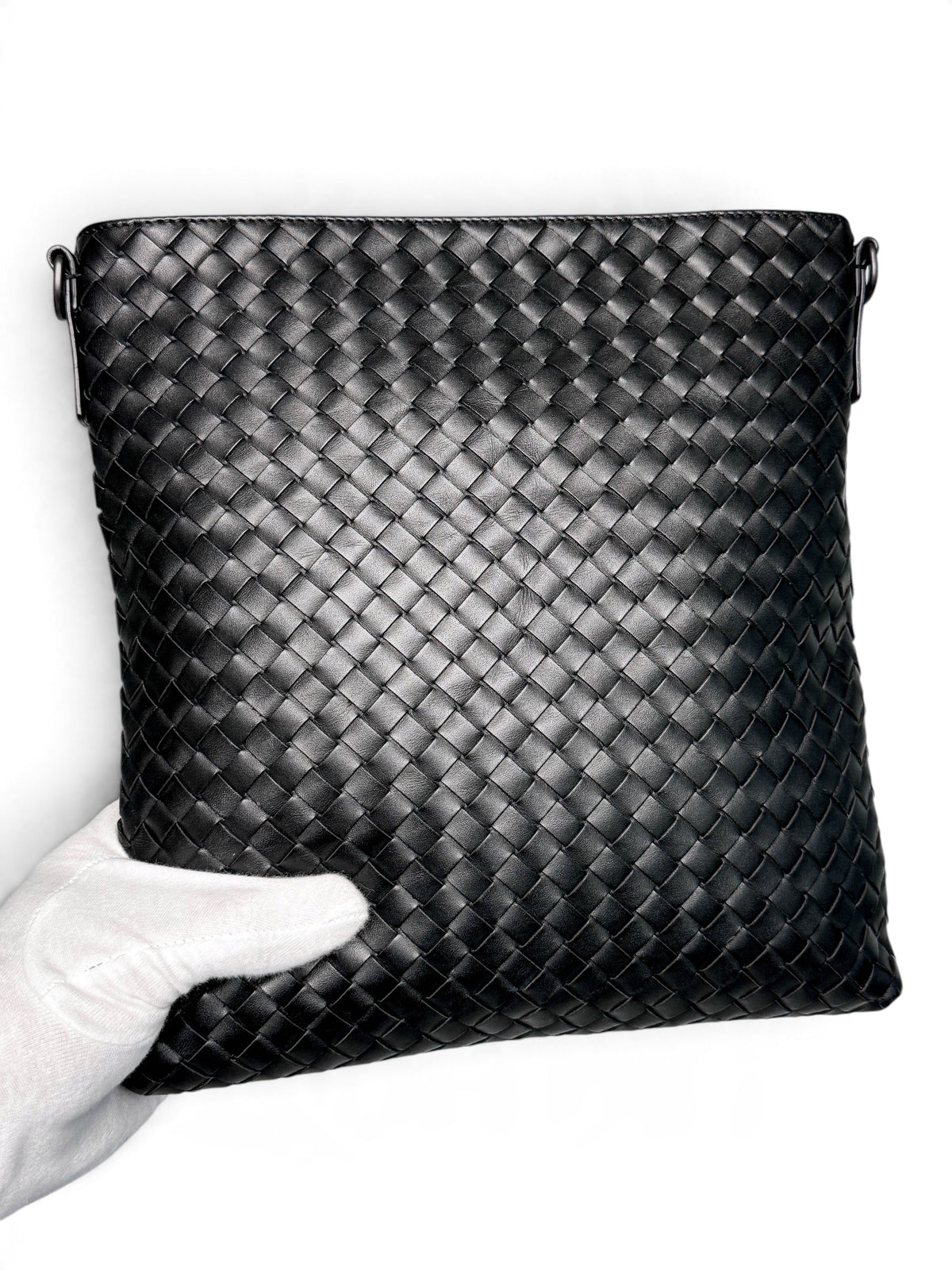 Bottega Veneta Intrecciato Messenger Bag Black