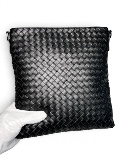 Bottega Veneta Intrecciato Messenger Bag Black