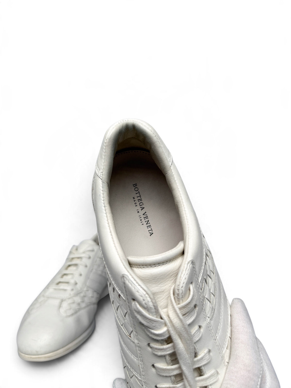 Bottega Veneta Intrecciato Leather Sneaker White