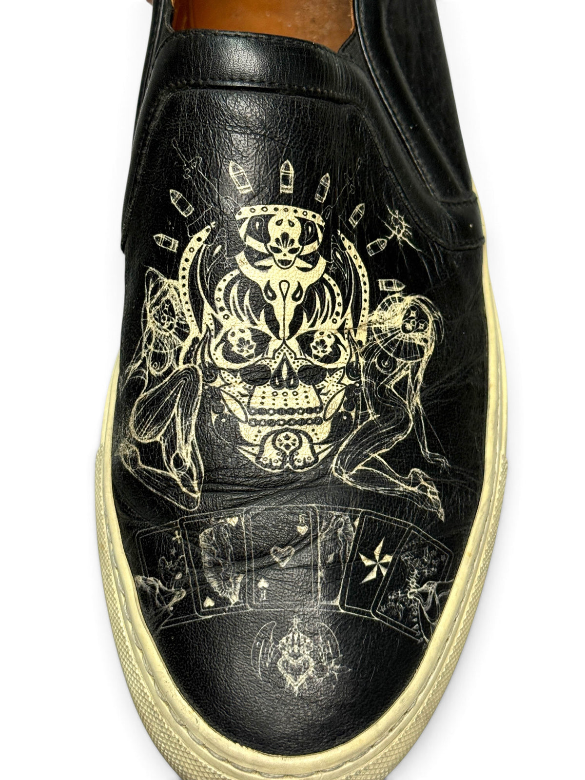Givenchy Leather Skull Tattoo Slip-On Sneakers (43)
