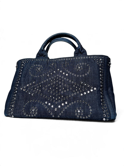 Prada Denim Canapa Bijoux Tote Bag