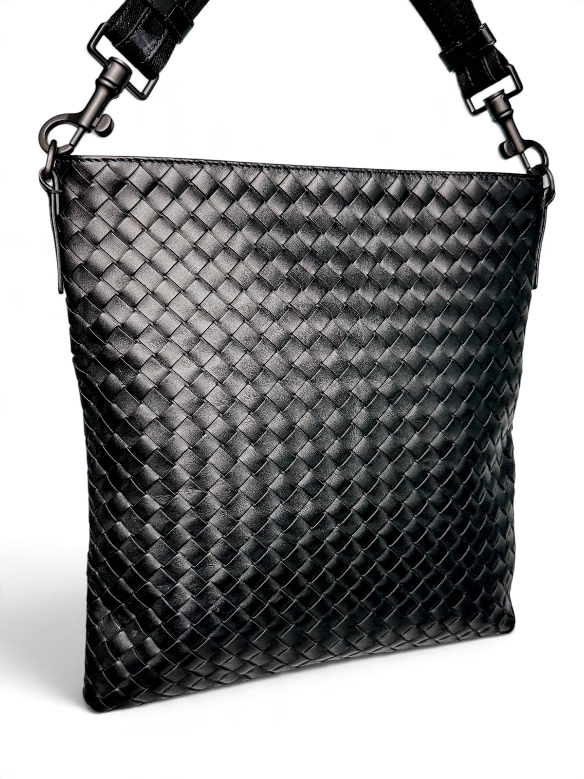 Bottega Veneta Intrecciato Messenger Bag Black