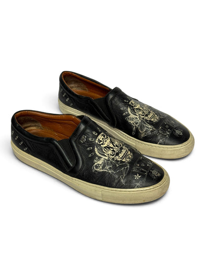 Givenchy Leather Skull Tattoo Slip-On Sneakers (43)