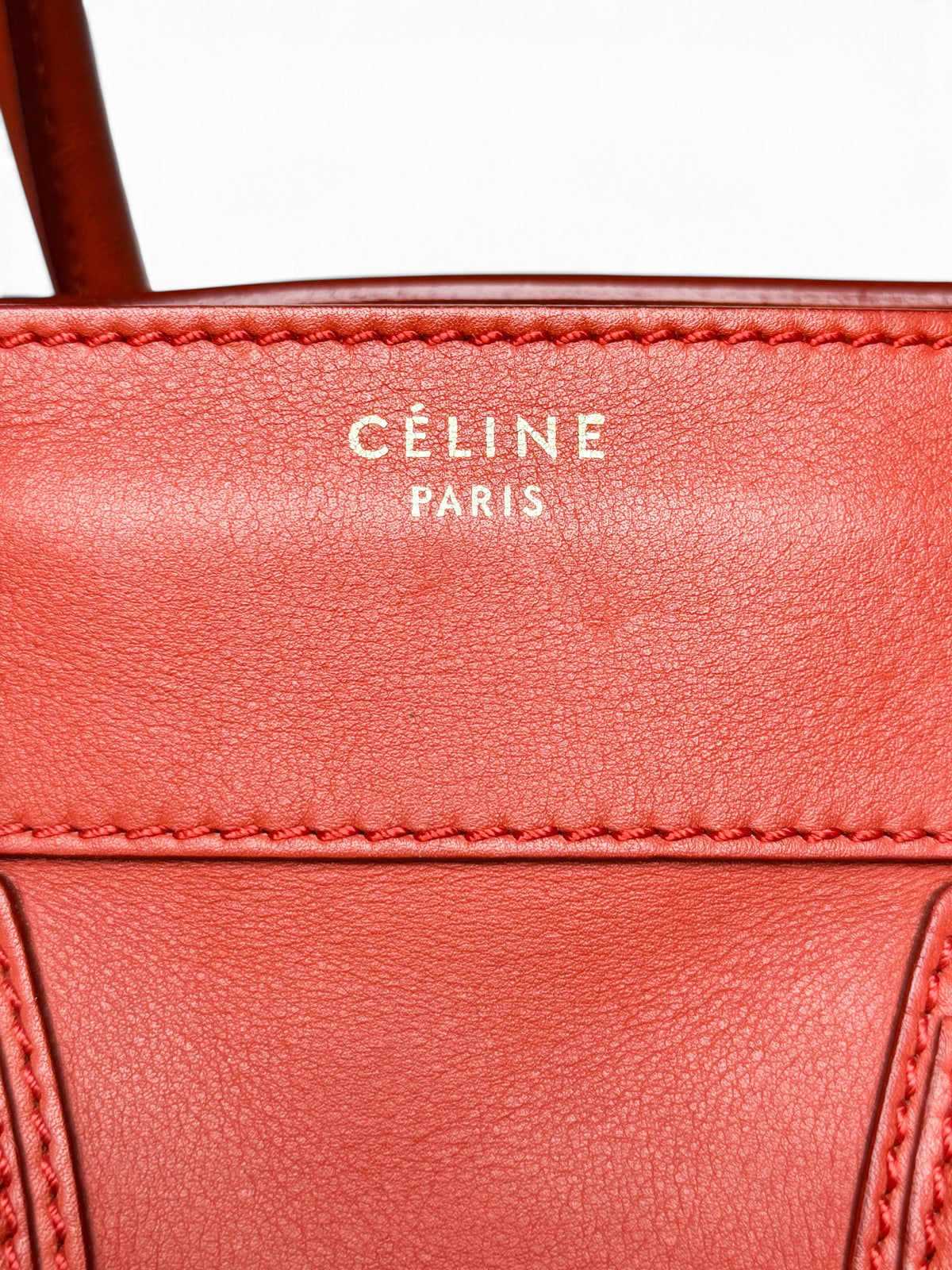 Celine Mini Luggage Leather Handbag Red
