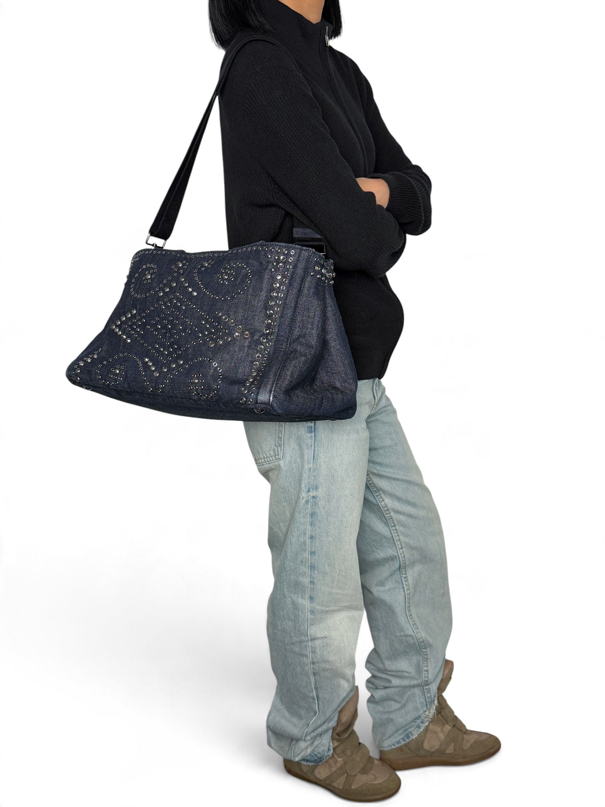 Prada Denim Canapa Bijoux Tote Bag