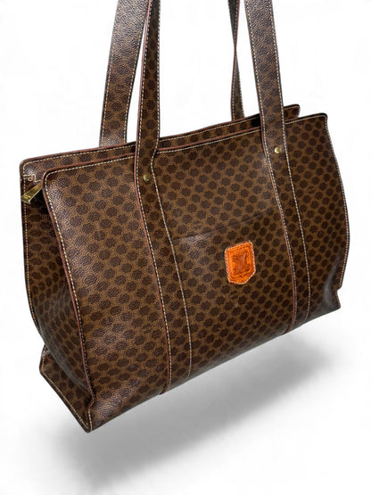 Celine Vintage Brown Macadam Tote Bag