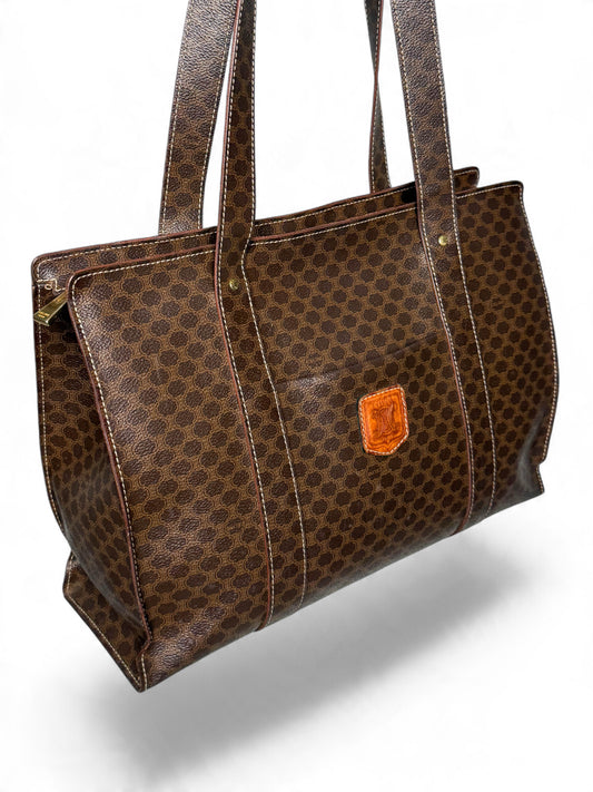 Celine Vintage Brown Macadam Tote Bag