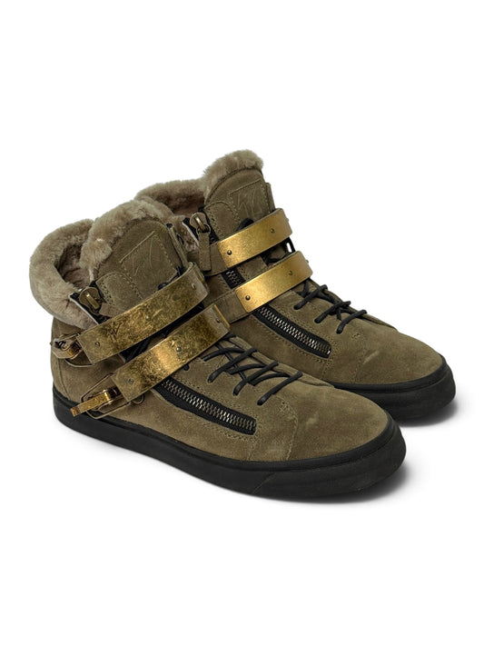 Giuseppe Zanotti Mid-Top Ski Buckle Sneaker Fur Trim (42)