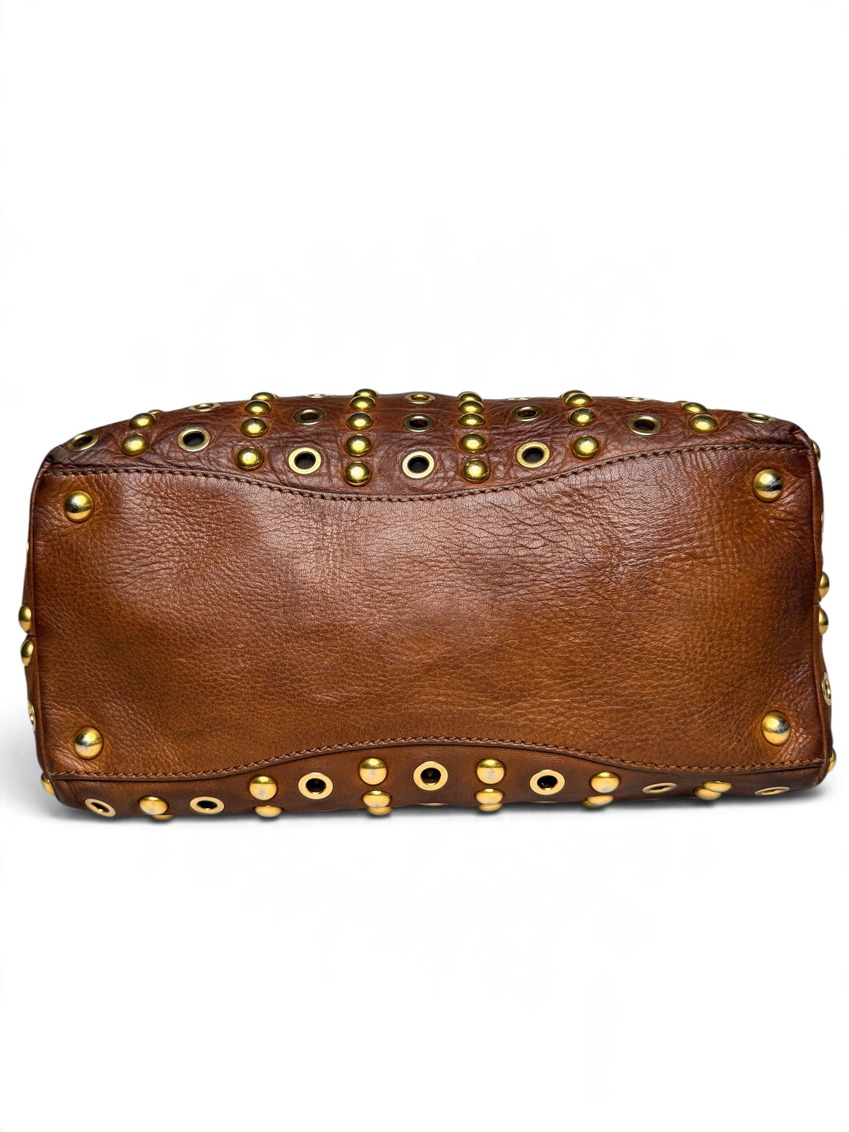 Miu Miu Gold Trimmed Shopper Bag Brown