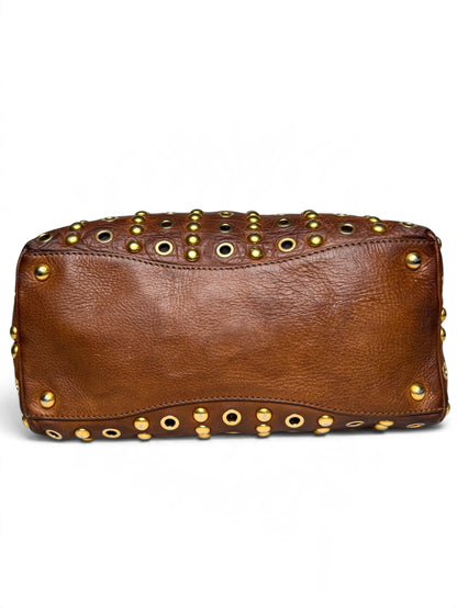 Miu Miu Gold Trimmed Shopper Bag Brown
