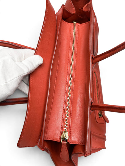 Celine Mini Luggage Leather Handbag Red