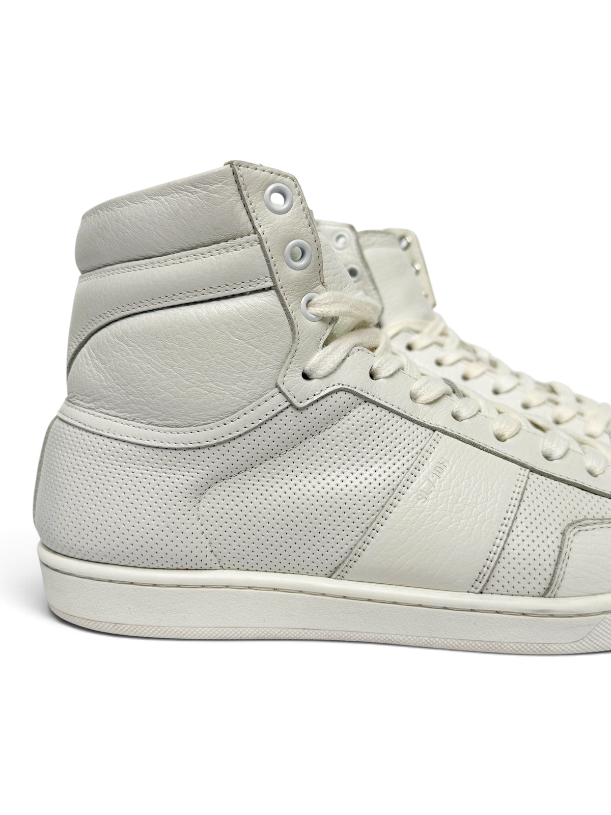 Saint Laurent SL/10H Hightop White Perforated Leather (42)