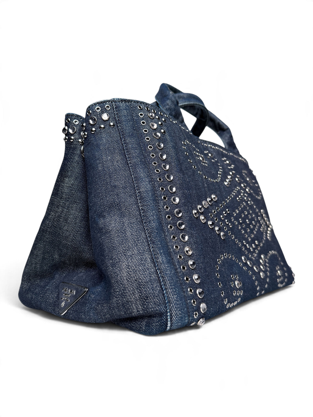 Prada Denim Canapa Bijoux Tote Bag