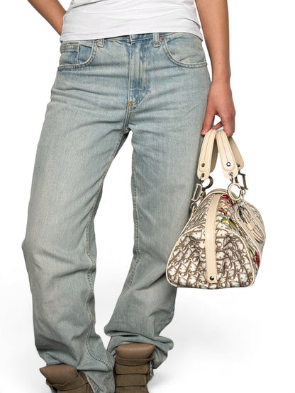 Dior 2005 Diorissimo Floral Embroidered Trotter Bag